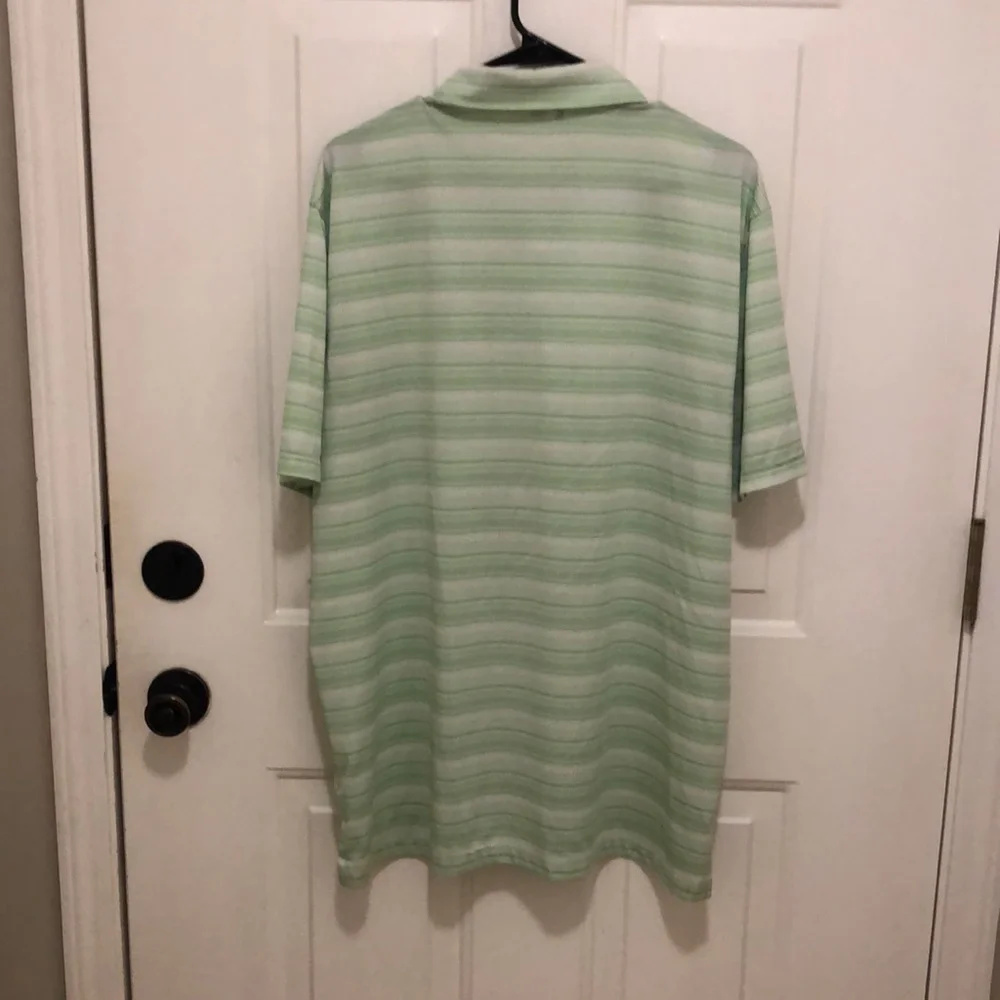 Adidas Green Stripe Golf Polo Shirt Mens XL